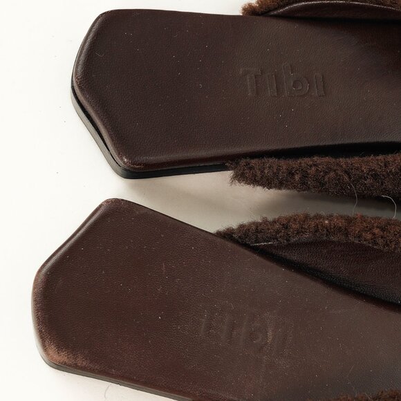 Tibi Nori Brown Short Faux Fur Slides - Picture 8 of 8